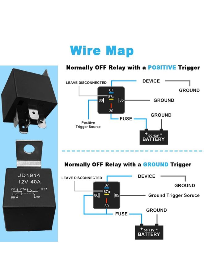 LAMAY 10 PCS 5-Pin 40A 12V Relay Switch, High-Power Water&Dust Resistant 5 Pin Fuel Pump Relay, Muilty-Purpose 4 Pin Relay for Car Motor HeadlAmps, Engine Compartment, Horn, Fuel Pumps - Image 5